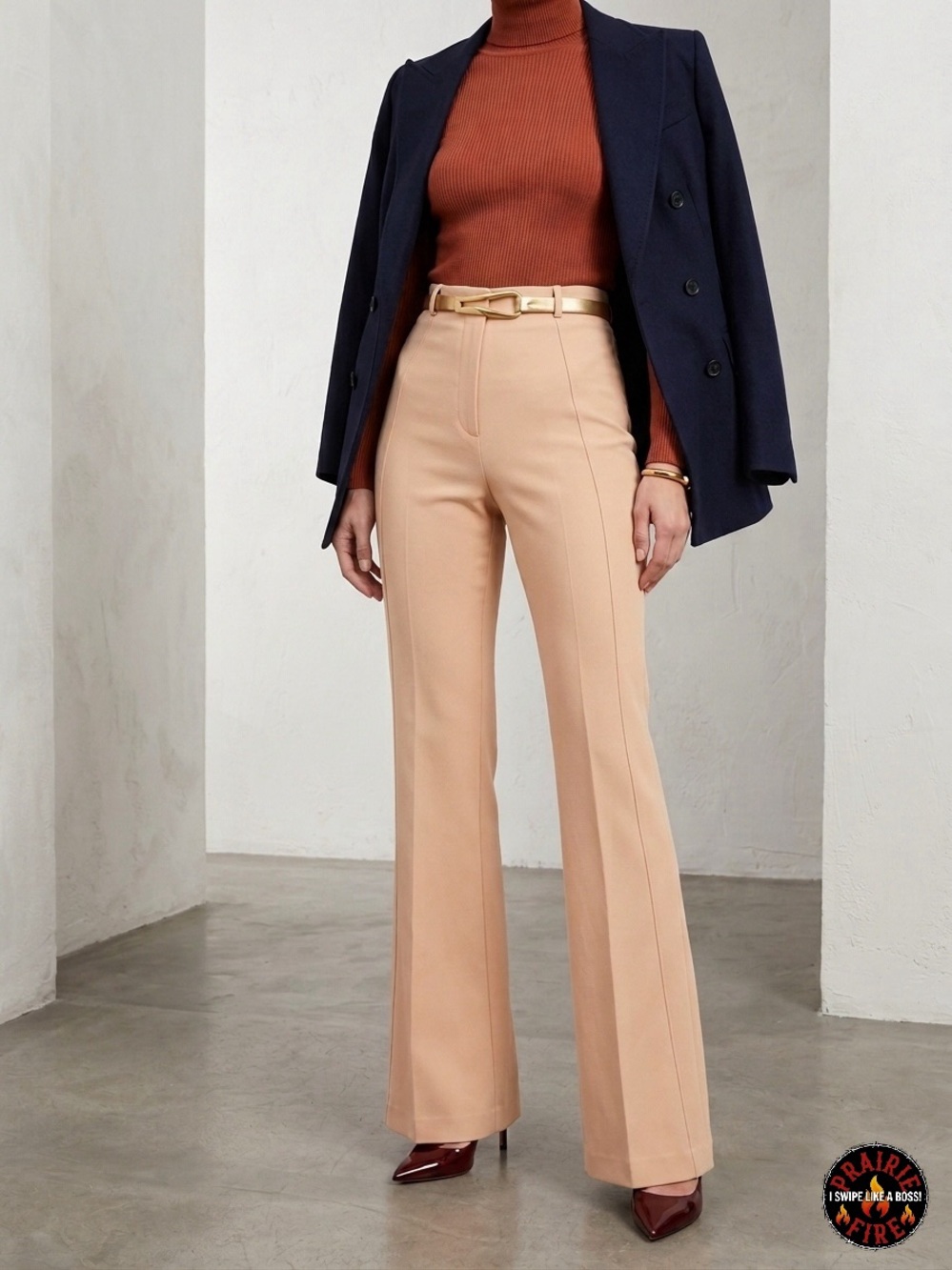 Patrizia Pepe Nude Pink Flared High-Waisted Tailored Trousers - IT 40 / US 4